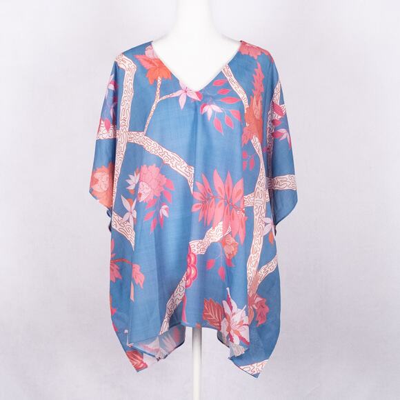 Haley and the Hound Women's Kimono Top LARGE Colorful Tropical Beach Kaftan Boho - Picture 1 of 6